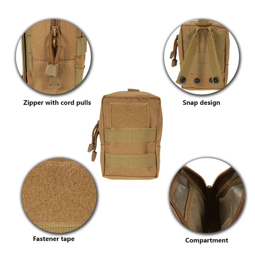 Molle Utility EDC Waist Bag Tactical Pouch Medical First Aid Bag Outdoor Sports Camping Hunting Waist Belt Pocket Sundry Bag