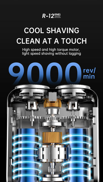 Men Mini Electric Shaver Dual Head Waterproof Type-C Rechargeable Shaver Travel Rotary Razor Portable Hair Beard Trimmer Tool