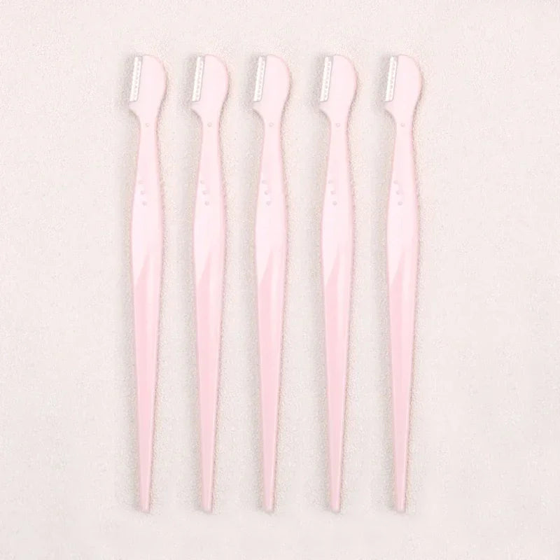 Karsyngirl 2/3/5Pcs Straight Handle Round Head Eyebrow Trimmer Beauty Tools Beginner Anti-scratch Eyebrow Trimmer Eyebrow Razor