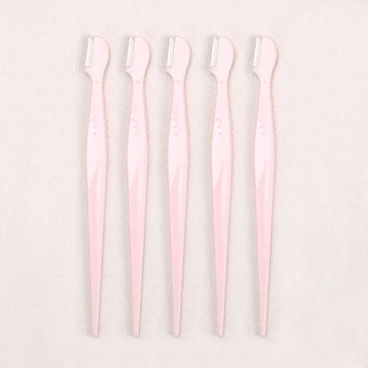 Karsyngirl 2/3/5Pcs Straight Handle Round Head Eyebrow Trimmer Beauty Tools Beginner Anti-scratch Eyebrow Trimmer Eyebrow Razor