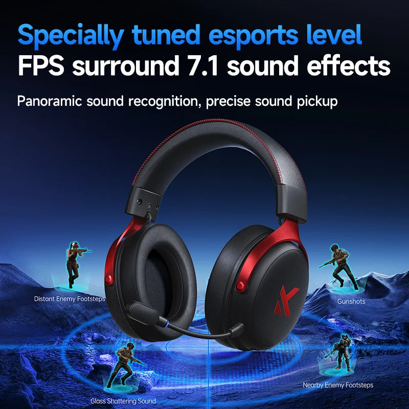 MCHOSE V9 Pro2 Gaming Headset, Over-Ear Quad-Mode Wireless Bluetooth Headphones for PC with Microphone (Delta Style)