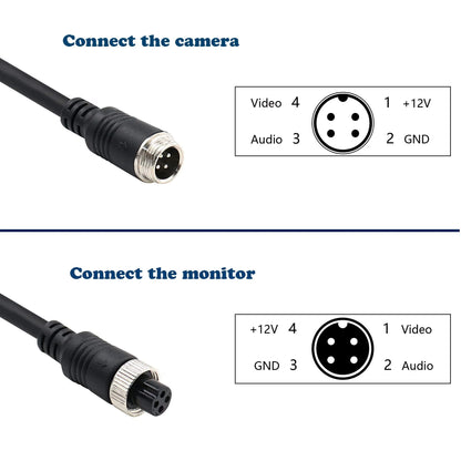 QXNY 4 Pin Aviation Extension Video Cable 5M 10M 15M 20M for Truck Van Rv Lorry Bus Monitor Camera Connection