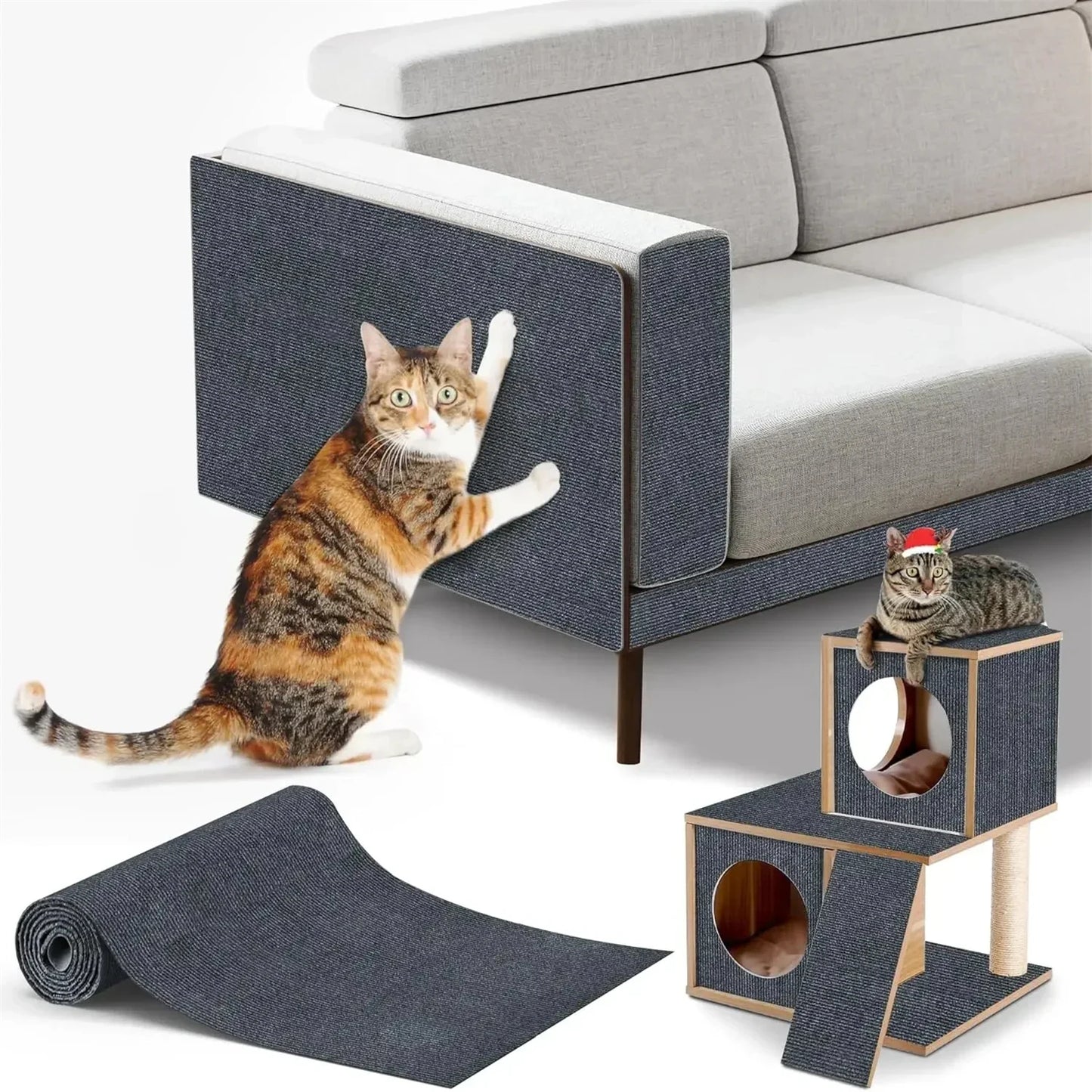 7 Colors Cat Scratcher Sofa Protector Cats Scratcher Pad Board Protection Trimmable Self-adhesive Carpet DIY Cat Scratch Mat