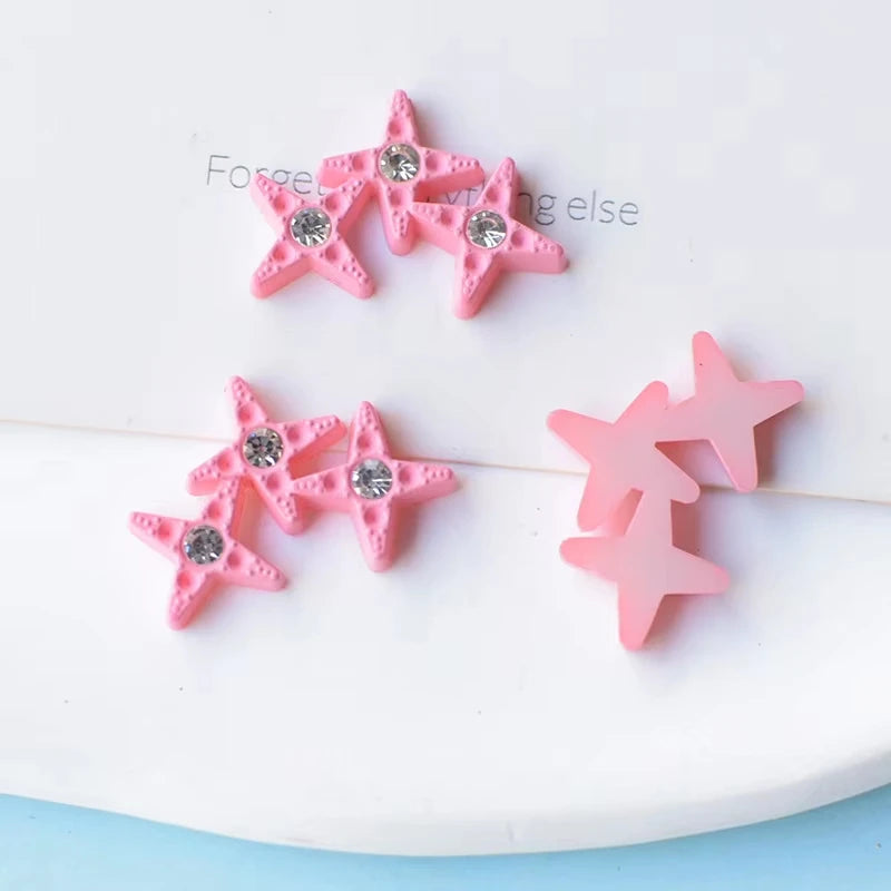 10Pcs Kawaii Hot Sweet Red Pink Large Glossy Lip Soild Color Lipstick Star Love Heart Resin Art Charms Decor Diy Junk Phone Case