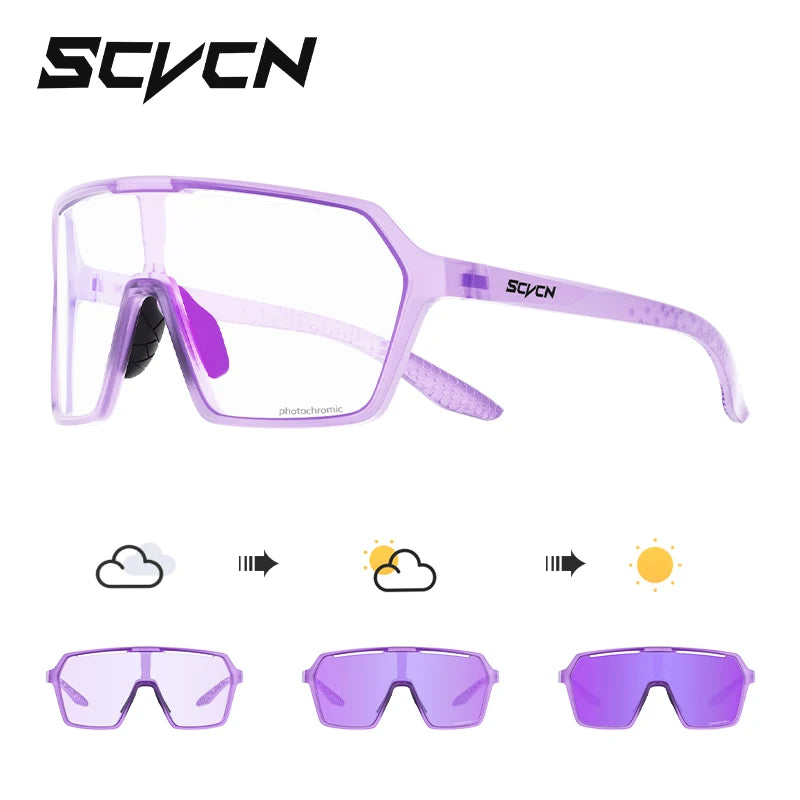 SCVCN New Photochromic Sunglasses MTB Cycling Glasses Outdoor Sports Running Drving Goggles UV400 Protection Bike Eyewear