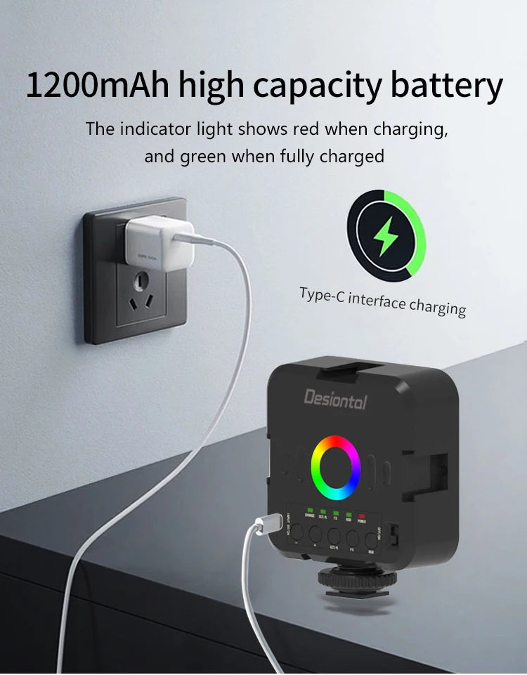 Mini RGB Hot Boot Fill Light Live Photography LED Portable Atmosphere Beauty Mobile Camera Pocket Adjustable