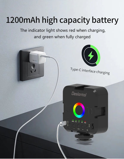 Mini RGB Hot Boot Fill Light Live Photography LED Portable Atmosphere Beauty Mobile Camera Pocket Adjustable