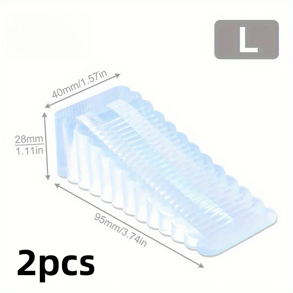 2pcs Transparent Rubber Door Suction Non-Slip Wedge-Shaped Hardware Anti-Collision Door Stopper/Door Top