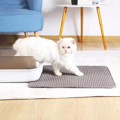 Cat Litter Mat Double Layer Pet Litter Box Waterproof Pet Mat Non-slip Sand Cat Pad Washable Bed Mat Clean Pad Products