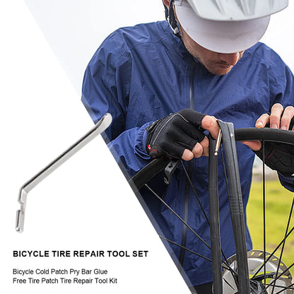 Bike Tire Repair Kit with Vulcanizing Glue Patches Bicycle Tube Puncture Set for Mountain Road Cycling Bike Accessories