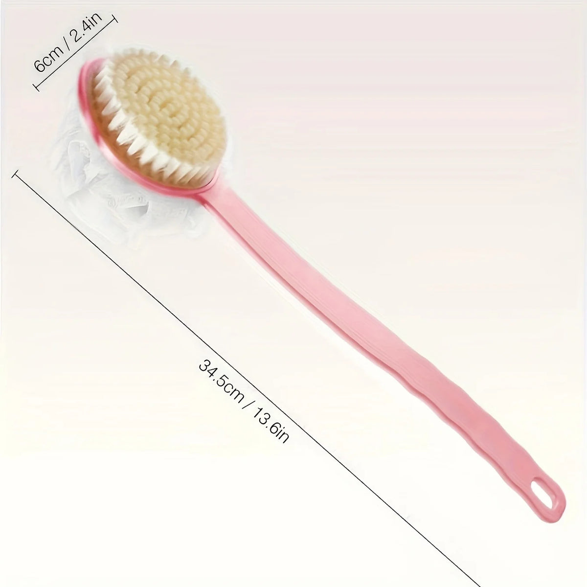 Soft Loofah And Bristles Bath Body Brush For Women And Men - Curved Long Handled Shower Brush For Body, Face, And Spa Washing