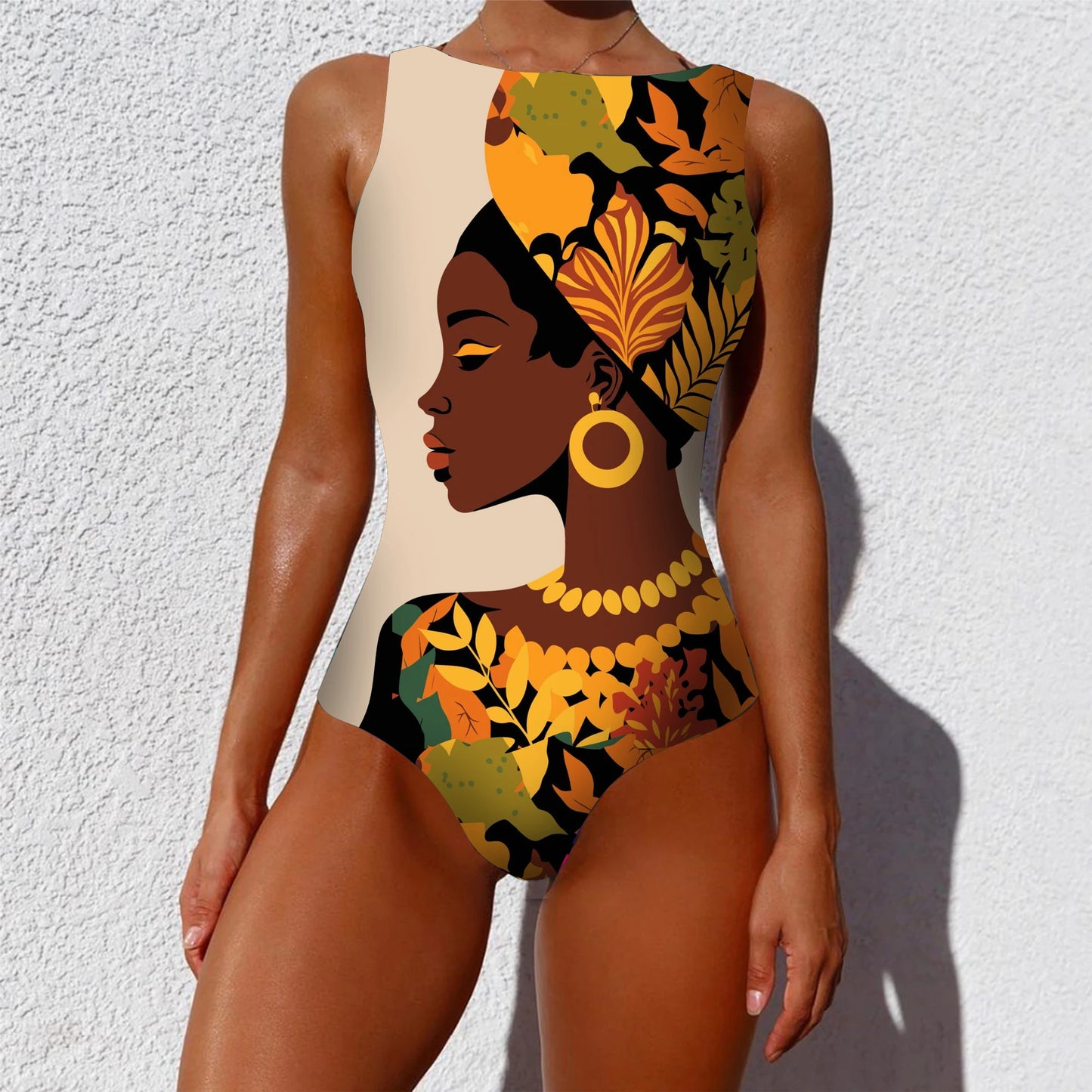 2026 New Printed One-piece Swimsuit Classic Printed Lace Up Swimsuit Women's Push Up Flower One-piece Suit Beach Wear For Female