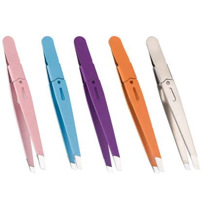 High-Quality Eyebrow Tweezer Colorful Hair Beauty Fine Hairs Puller Stainless Steel Slanted Eye Brow Clips Removal Makeup Tools