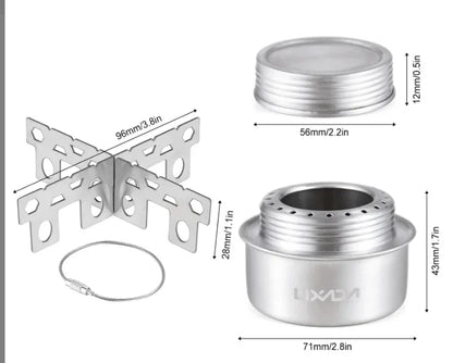 Portable Mini Aluminum Alloy Alcohol Camping Stove with Lid for Outdoor Hiking and Backpacking