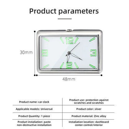 Auto Fashion Square Watch Car Clock Interior Decoration Self-adhesive Electronic Vent Clip Watch Automobile Quartz Clock
