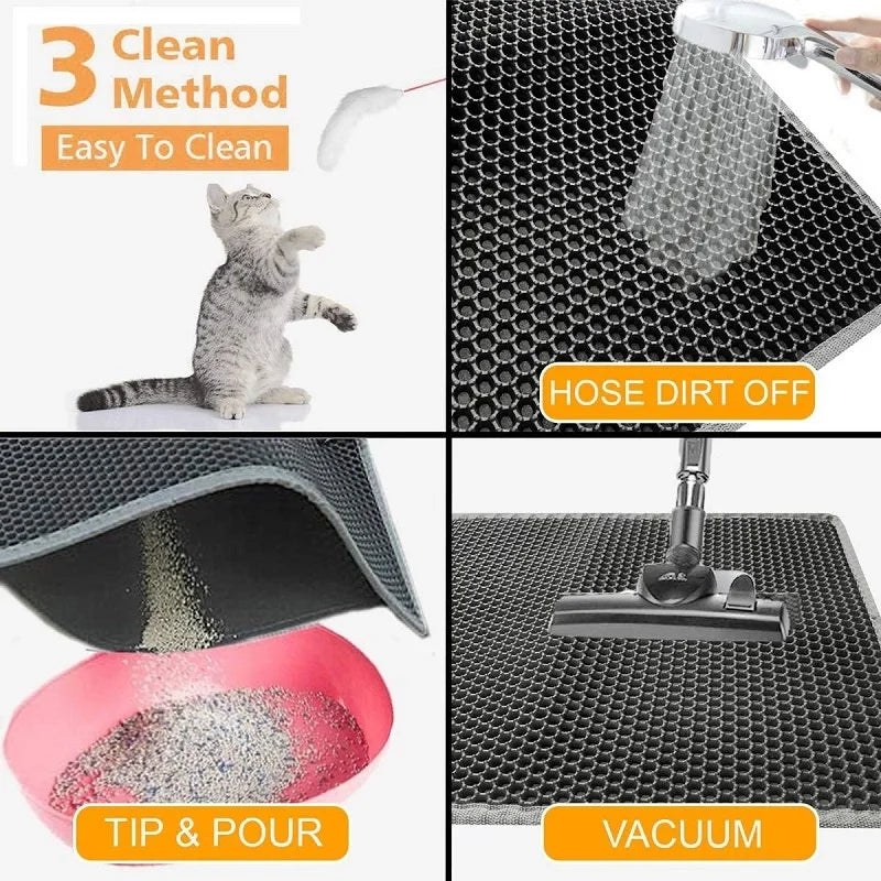 Cat Litter Mat Double Layer Pet Litter Box Waterproof Pet Mat Non-slip Sand Cat Pad Washable Bed Mat Clean Pad Products