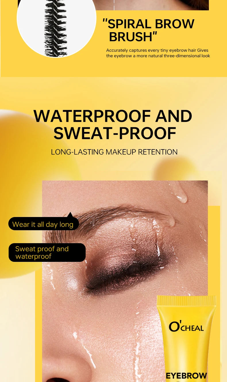 O'CHEAL 3D Eyebrow Gel Colorless Transparent Create Natural Eyebrows Quick-dry Waterproof Long-lasting Thick Full Eyebrow Makeup