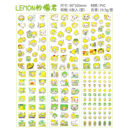 6Pieces/Set Transparent Pvc Waterproof Cartoon Sticker DIY Hand Account Decorative Stickers Kawaii Phone Cup Stickers