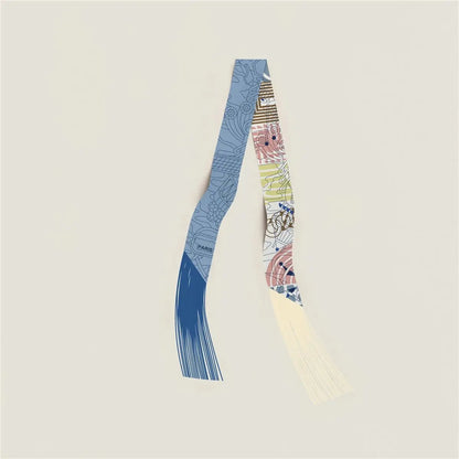130x5cm Tassel Cashew Print Scarf Women's All-season Twill Silk Decorative Ribbon Multi-purpose Bag Hair Tie Belt Scarf