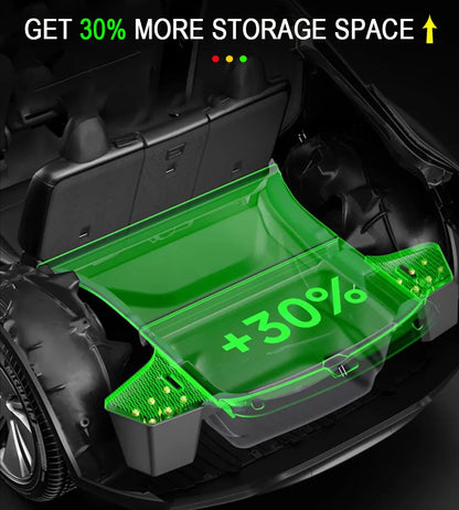 For Tesla Model Y Juniper 2025 Rear Trunk Side Storage Box Cargo Organizer TPE Bin Box Flocking Mat Partition Board Accessories