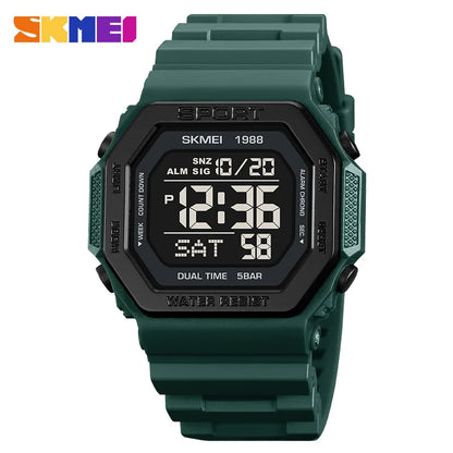 SKMEI 1988 Digital Sport Watch for Men LED Display Military Countdown Military Wristwatches Waterproof Mens Reloj Hombre 1628