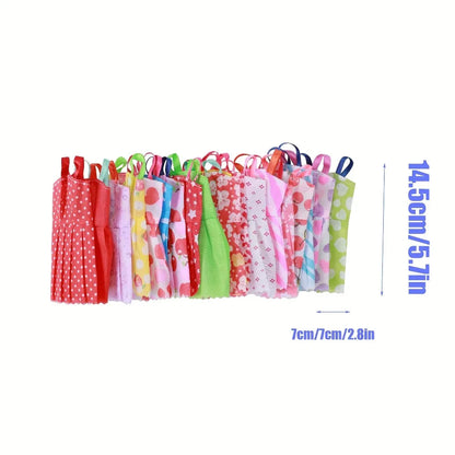 32 pcs Random Doll Clothes and Accessories, 10pcs Fashion Dresses 22pcs Shoes, Glasses, Necklaces, Handbag for Barbie Doll