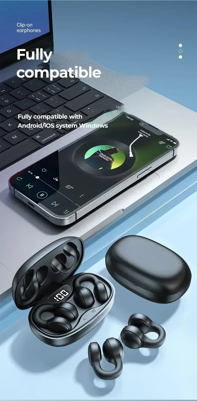 TWS X58 Wireless Bone Conduction Headphones Bluetooth Earphones Waterproof Sports Earbuds Earring Ear Hook With Mic Headset