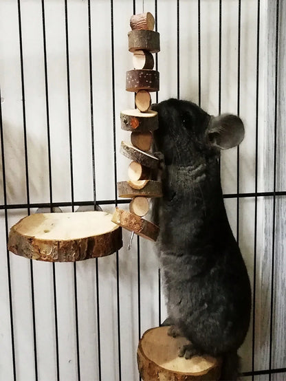 1pc-Simple wooden apple wood chew toy rabbit, chew stick, round wood teeth grinding rope, small pet toy