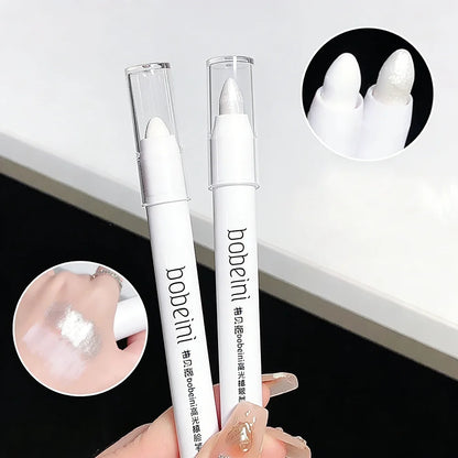 1pc Shimmering Highlight Stick, Glitter White Eyeshadow Pencil for Bright Eyes, Dazzling Effect Makeup Highlighter
