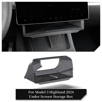 Center Console Screen Under Storage Box For Tesla Model 3/Y Juniper/Launch 2026, Center Console Hidden Storage Organizer Tray