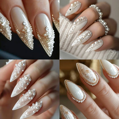 12grids Half Round Pearls Beads 3D Nail Charms 1.5/2/2.5/3/4/5mm White Flatback Pearls Nail Jewelry Nail Craft Pearl Rhinestones