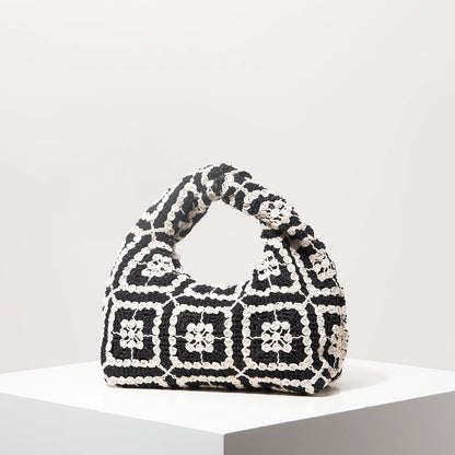 Pattern Hollow Woven Handbag，Bohemia Beach Bags for Women，Crochet Set，Beach Accessories Women，Travel Must Haves（Random Pattern）