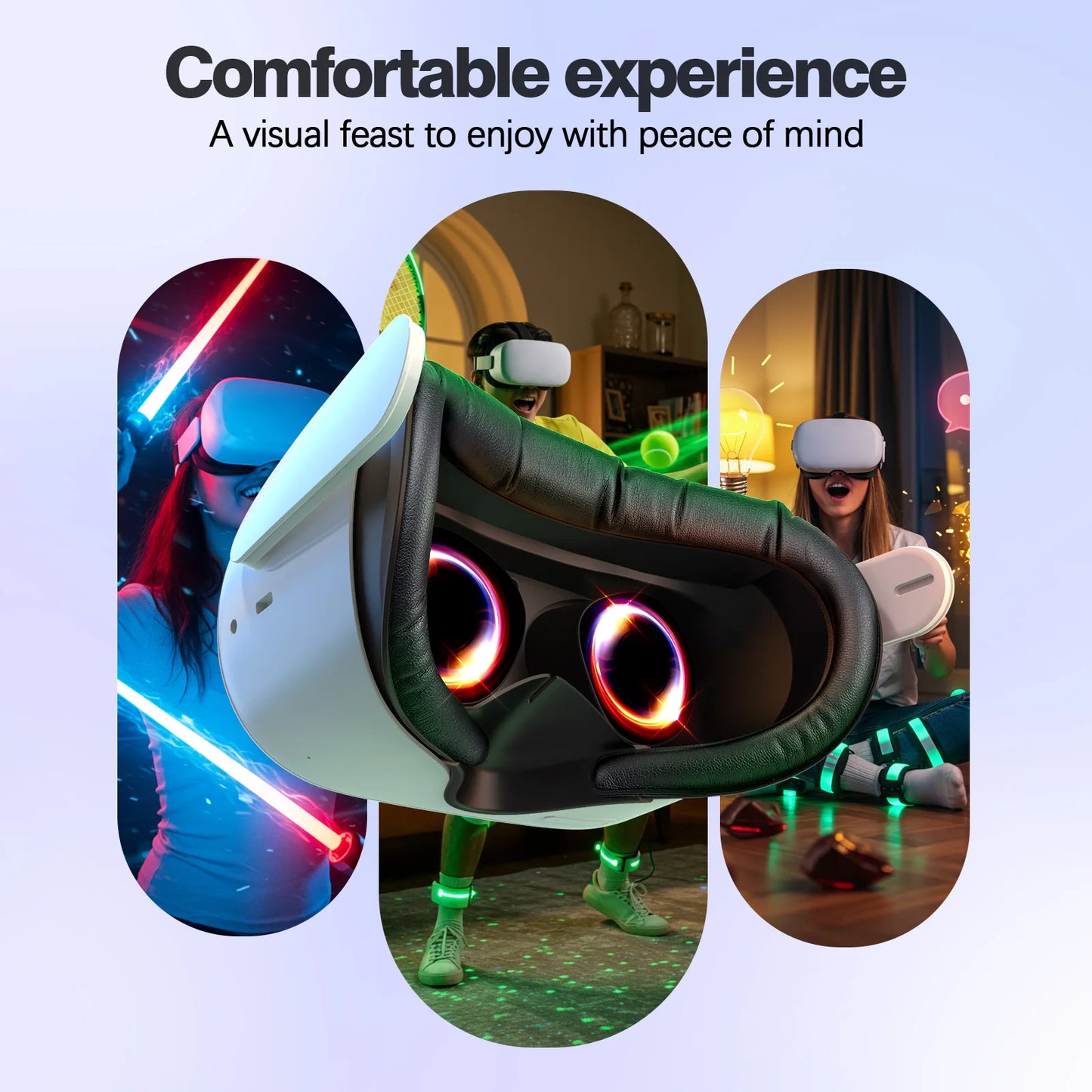 HUADAI design Face Cushion Pad Compatible with Quest 2/Quest 3/Quest 3S Accessories , with Glasses Spacer Air-Circulation Design