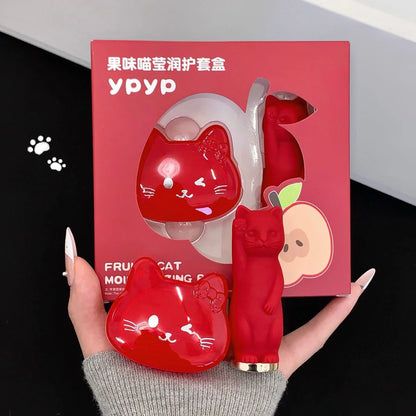 YpYp Fruity Cat Moisturizing Sheath Box Cute Cat Lipstick Lip Mask Moisturizing Maintenance Color Makeup Set