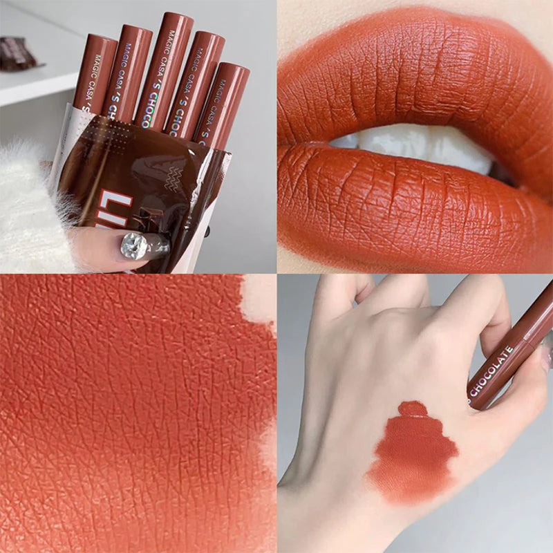 Chocolate five lip glaze set Mist matte lipstick girl student