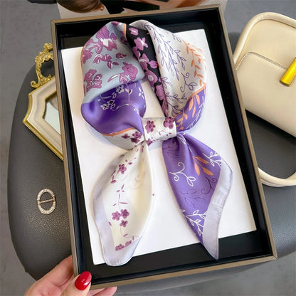 2025 New Fashion Luxury Printed Square Shawl Women 70x70cm Pashmina Silk Scarf Neck Headband Bandana