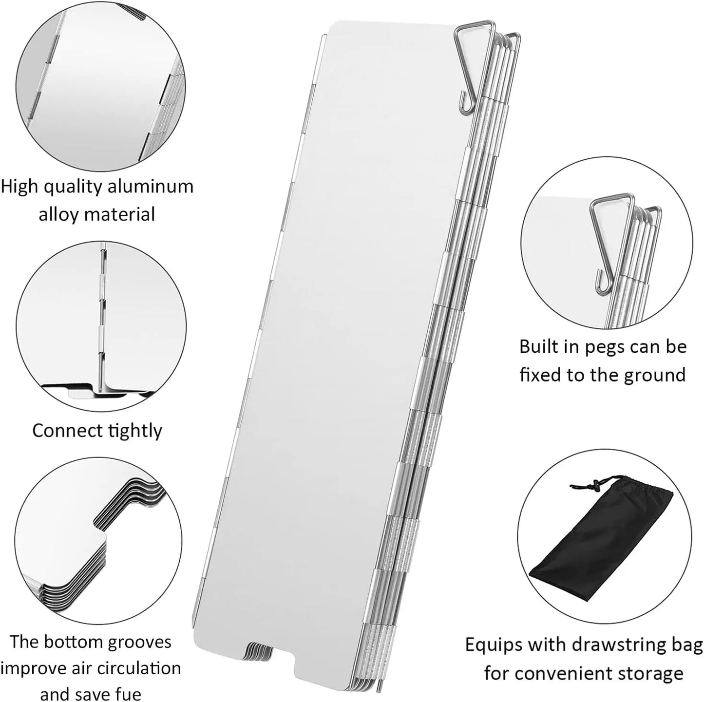 YANBIGUO Tall Stove Windscreen-Gas/Butane Burner Windshield-Aluminum Camping Stove Compact Folding,Outdoor Cooker Wind Shield