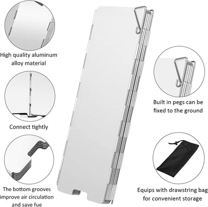 YANBIGUO Tall Stove Windscreen-Gas/Butane Burner Windshield-Aluminum Camping Stove Compact Folding,Outdoor Cooker Wind Shield