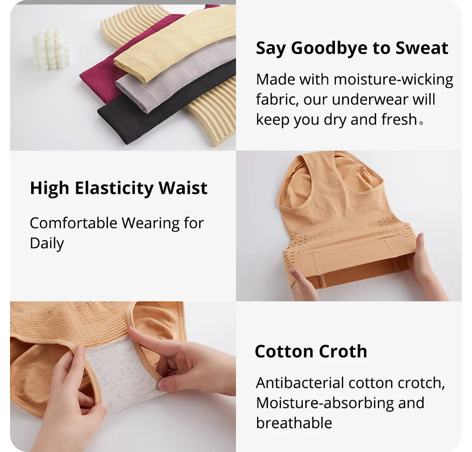 Flarixa High Waist Shaping Panties For Women Breathable Hollow Out Belly Tummy Control Brief Shapewear Body Shaper Underwear
