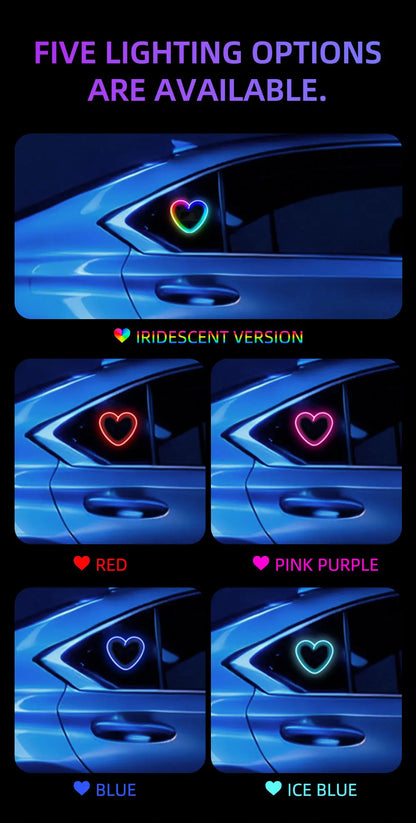 Universal Solar Atmosphere Light Heart-shaped Dynamic Gradient LED Fit Car Interior Ambient Light Decoration Accessory RGB