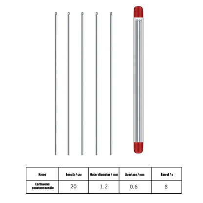 5-20Pcs Earthworm Hooking Needle Stainless Steel Earthworm Gas Needle Portable Hollow Fishing Worm Penetrating Driller Fish Tool