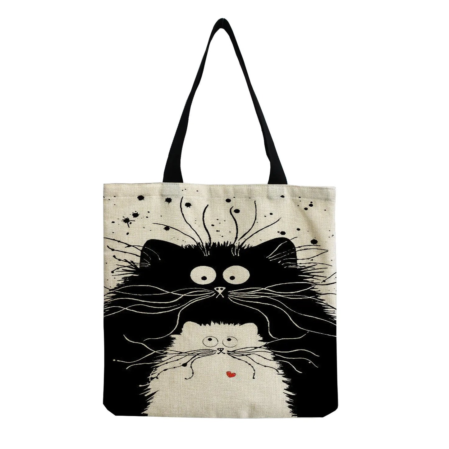 Canvas Bag High-Definition Digital Printed Shopping Bag Cat Pattern Environmentally Friendly And Portable Linen Bag