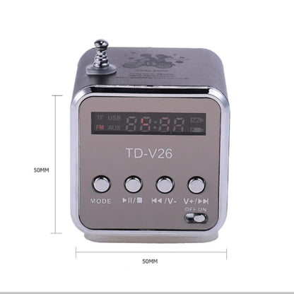 TD-V26 Portable Mini Bluetooth Speaker with Screen FM Radio MP3 Player Support TF Card for Laptop Phone