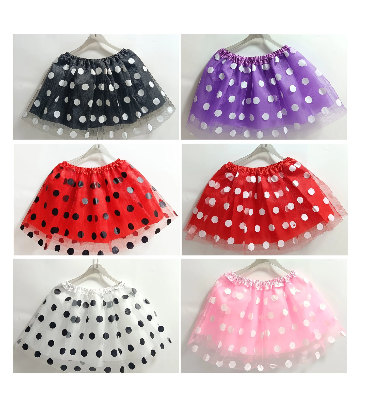 Children's Mesh TUTU Skirt, Polka Dots Skirt Light and Bright Dance Dress, with Multiple Colors to Choose from