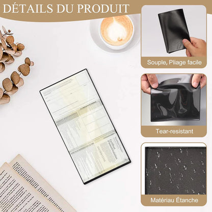 Gray card pocket package and registration Protection cover insurance-plastic transparent pouch for Motorbike Car Documents (1/2, black)