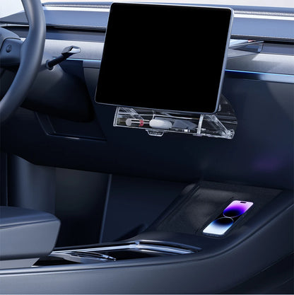 YZ For New Tesla Highland Model 3 Y Juniper Tray Magnetic Under Screen Fold Storage Box ETC Screen Storage Box Accessories
