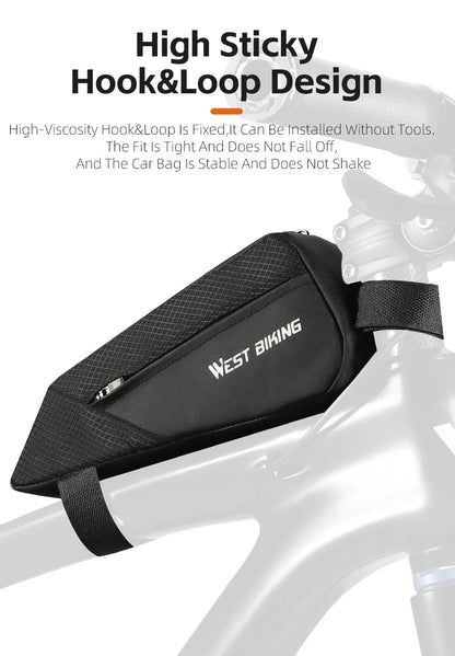 WEST BIKING Bicycle Top Tube Bag 1.2L Portable Bike Front Frame Bag 3D Stereo Cycling Tool Bag MTB Road Bike Accessories
