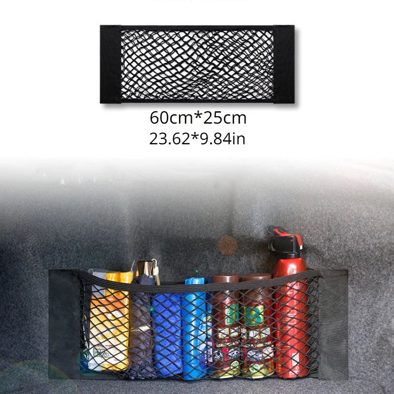 Universal Car Storage Bag Double Mesh Trunk Storage Net Car Built-in Storage Bag Car Fixed Net Anti-Slip