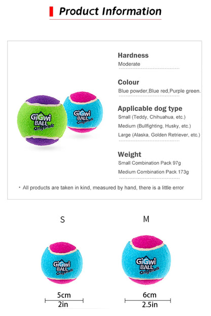 Pet Dog Squeaky Tennis Ball Interactive Dog Toys High Bounce Sound Rubber Ball  for Small Medium Dogs Training Outdoor Play Ball