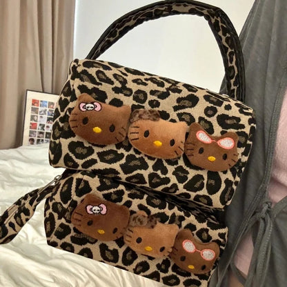 High Beauty Hello Kitty Plush Black Handbag Makeup Bag Womens Large Capacity Travel Handbag Skincare Cosmetics Portable Commuter